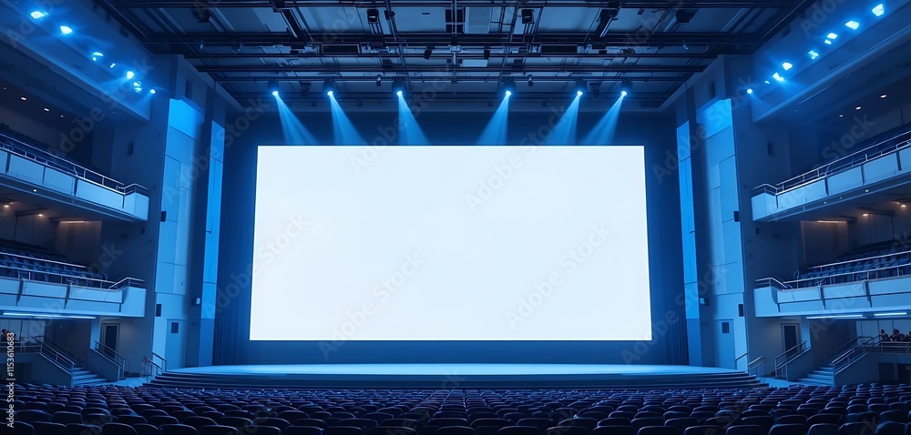 Fototapeta premium Empty Auditorium Stage with Large Blank Screen