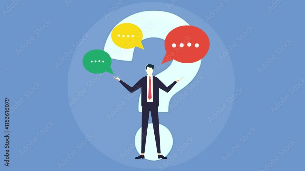 Decision Matrix, A High-Definition Animation Depicting an Entrepreneur Facing Three Unique Perspectives and Questions Decision Matrix, A High-Definition Animation Depicting an Entrepreneur Facing Three Unique Perspectives and Questions