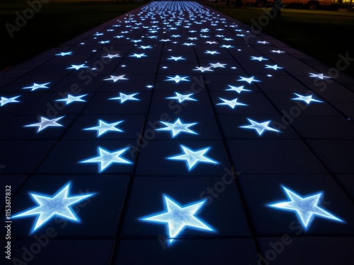 Public art installations featuring glowing, fiber-optic "stars" embedded in the pavement create a celestial display that shifts and changes with the seasons