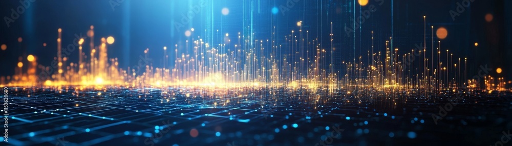 Sparkling Digital Landscape with Glowing Particles and Light Effects Sparkling Digital Landscape with Glowing Particles and Light Effects