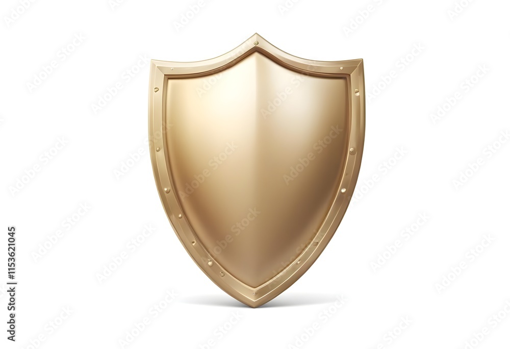 A golden shield with a curved top and pointed edges, representing protection and security A golden shield with a curved top and pointed edges, representing protection and security