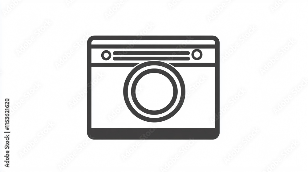 Modern Washing Machine Outline Icon Vector for Laundry, Household Appliance, Cleaning, Household Chores Modern Washing Machine Outline Icon Vector for Laundry, Household Appliance, Cleaning, Household Chores