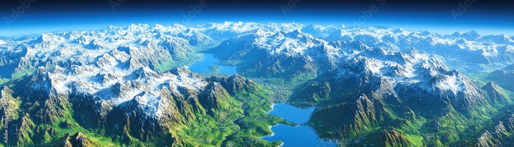 A breathtaking aerial view of a mountainous landscape with lakes and greenery. A breathtaking aerial view of a mountainous landscape with lakes and greenery.