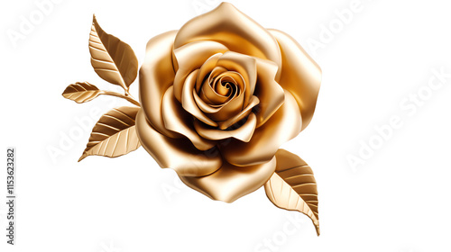 Fototapeta Naklejka Na Ścianę i Meble -  a gold rose with leaves