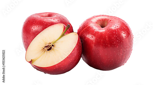 a couple of apples with a cut in half photo