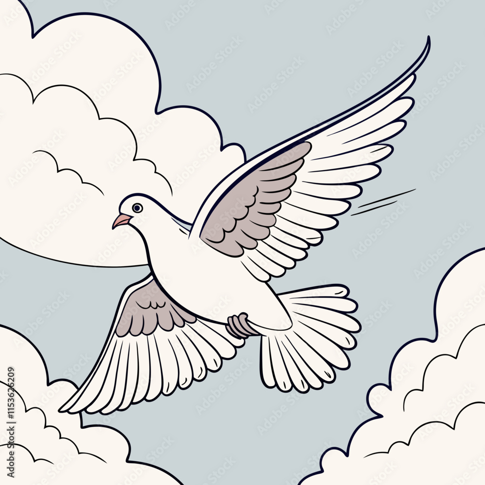 Obraz premium A white dove soaring towards a clear blue sky, symbolizing peace and freedom