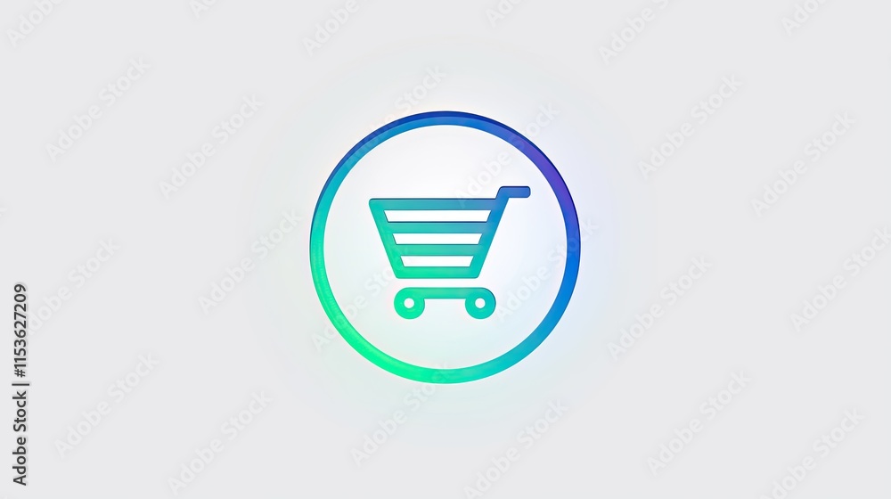 shopping cart icon in a circle with blue and green gradients on a white background shopping cart icon in a circle with blue and green gradients on a white background