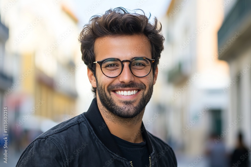 Smiling Man in the City - A Portrait of Confidence and Happiness Smiling Man in the City - A Portrait of Confidence and Happiness