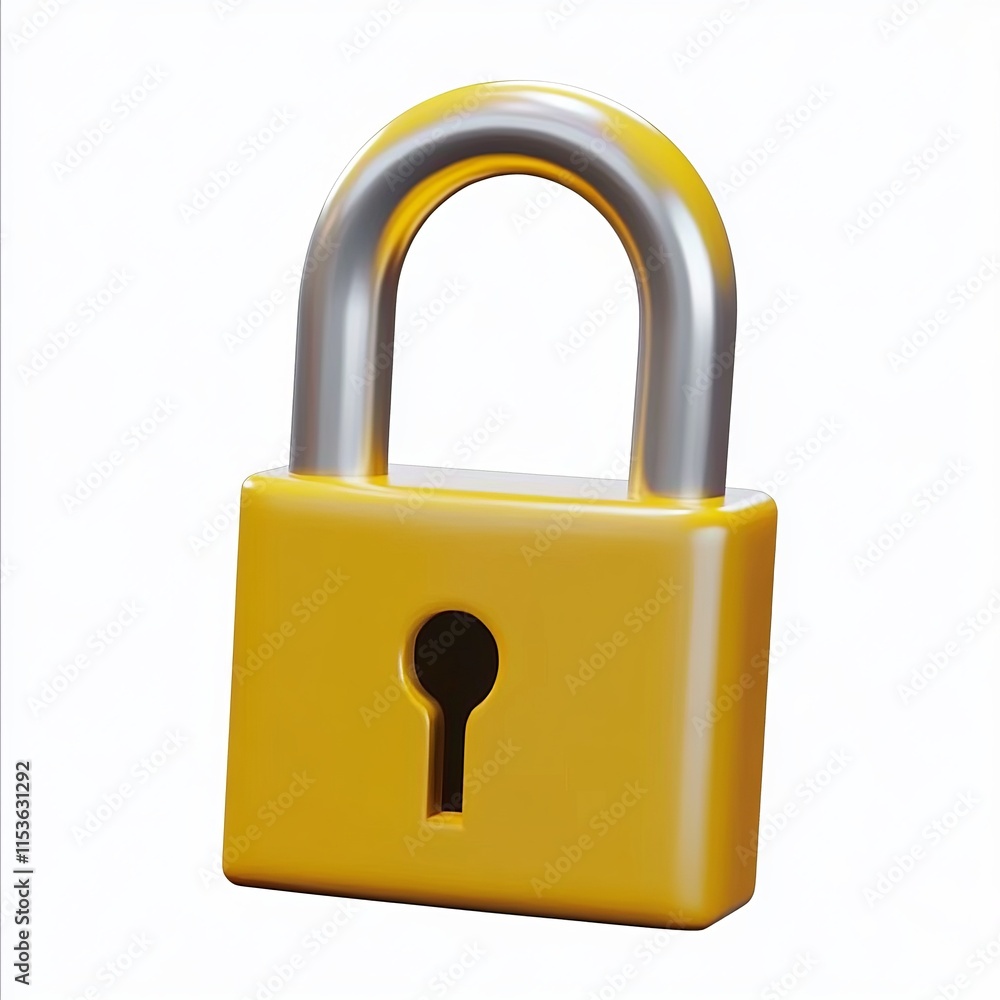 A Striking 3D Render of a Yellow Padlock, Perfect for Security and Protection Concepts A Striking 3D Render of a Yellow Padlock, Perfect for Security and Protection Concepts