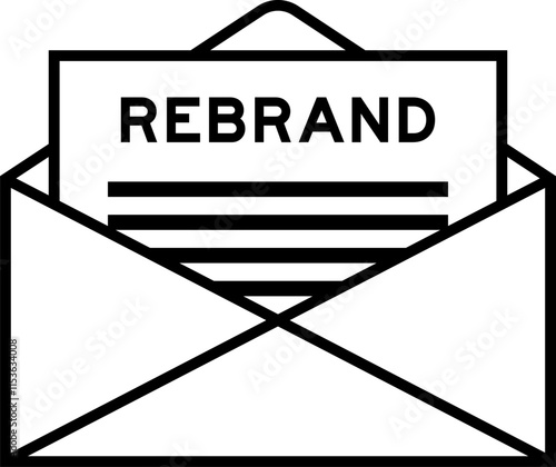Envelope and letter sign with word rebrand as the headline
