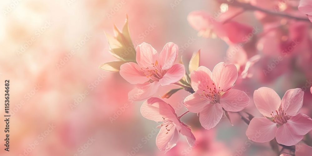 Spring header featuring delicate pink flowers, showcasing a shallow depth of field that emphasizes the beauty of spring flowers in a soft, dreamy context. Perfect for spring themed designs. Spring header featuring delicate pink flowers, showcasing a shallow depth of field that emphasizes the beauty of spring flowers in a soft, dreamy context. Perfect for spring themed designs.