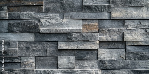 Gray stone wall featuring a unique texture, offering a captivating background. This gray stone wall provides an intriguing visual appeal with its distinctive texture, ideal for various creative photo