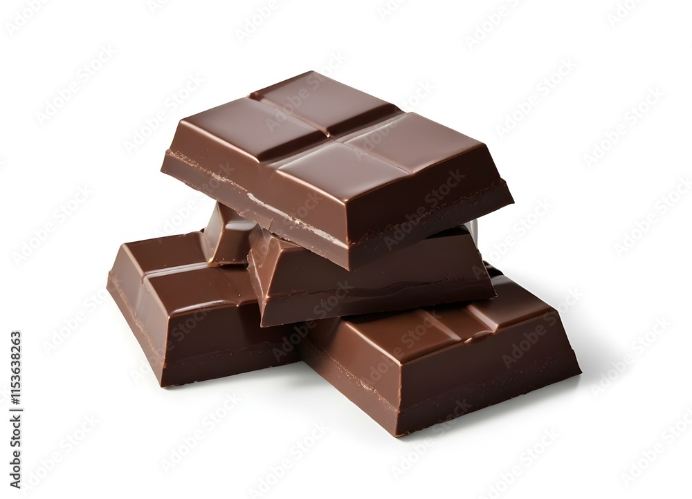 Stacked dark chocolate bars, with a glossy surface and a rich, brown color Stacked dark chocolate bars, with a glossy surface and a rich, brown color