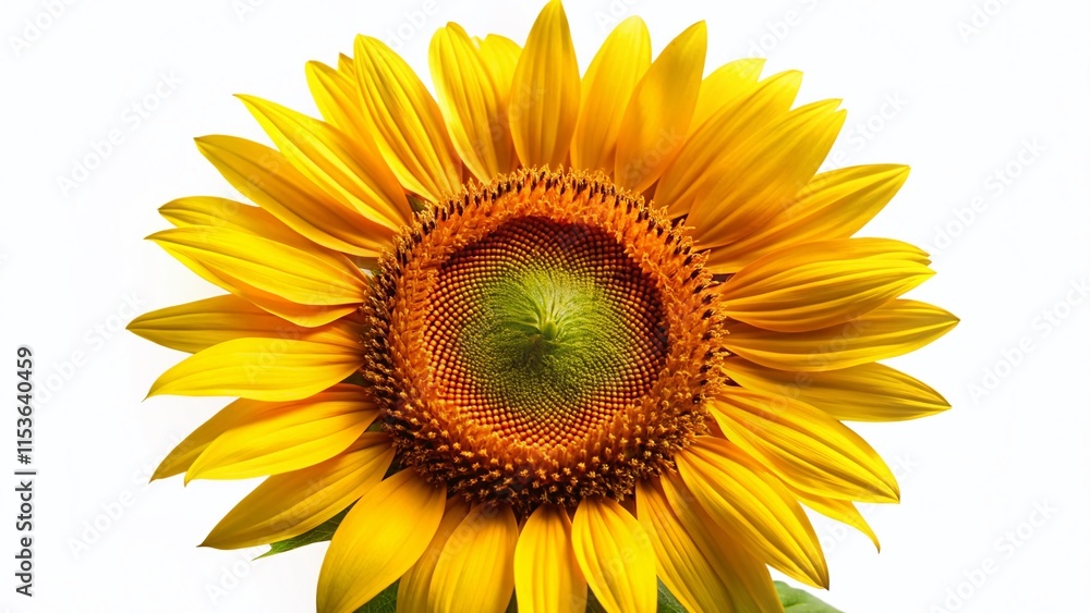 Fototapeta premium Vibrant Sunflower Portrait, Isolated on White Background - Perfect for Summer Designs
