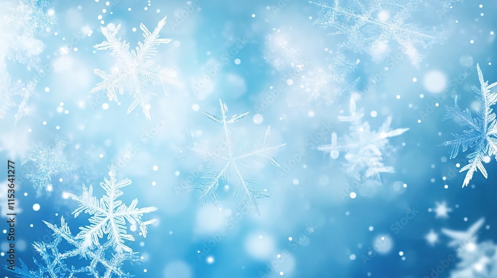 Beautiful background with delicate snowflakes on a blue background. Beautiful background with delicate snowflakes on a blue background.