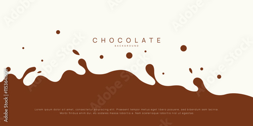 Chocolate background of Modern poster, dynamic splashes and drops. Vector illustration in a flat style of minimalism
