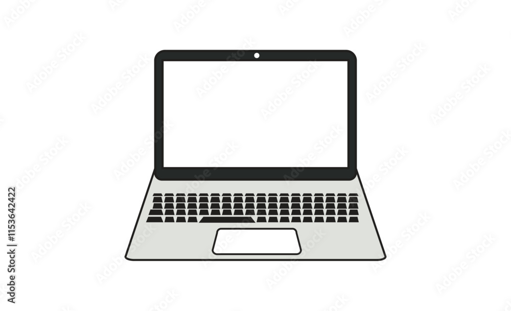 Minimalistic illustration of a laptop with an empty screen on a white background. Perfect for technology, education, or business concepts in digital branding. Minimalistic illustration of a laptop with an empty screen on a white background. Perfect for technology, education, or business concepts in digital branding.