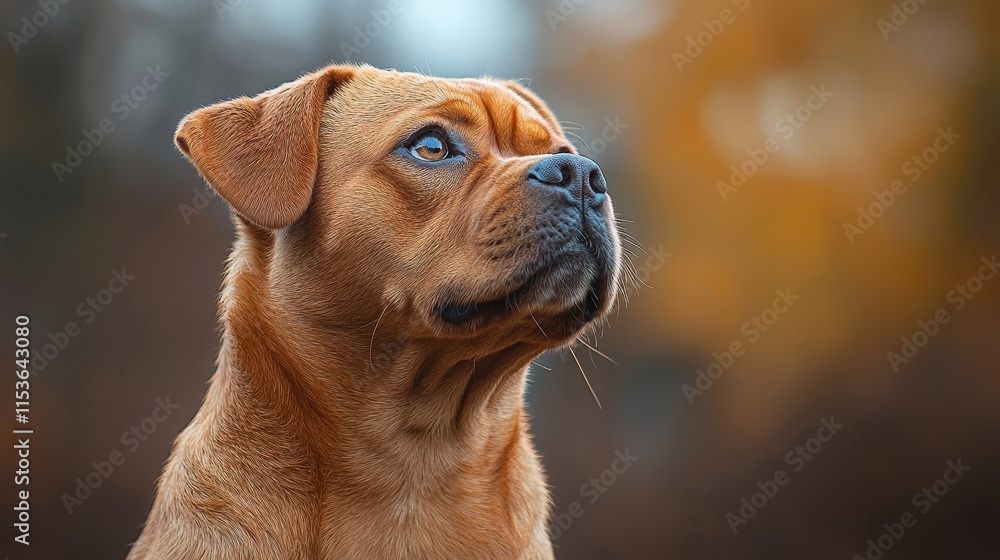 Fototapeta premium Close-up portrait of a golden dog with expressive eyes