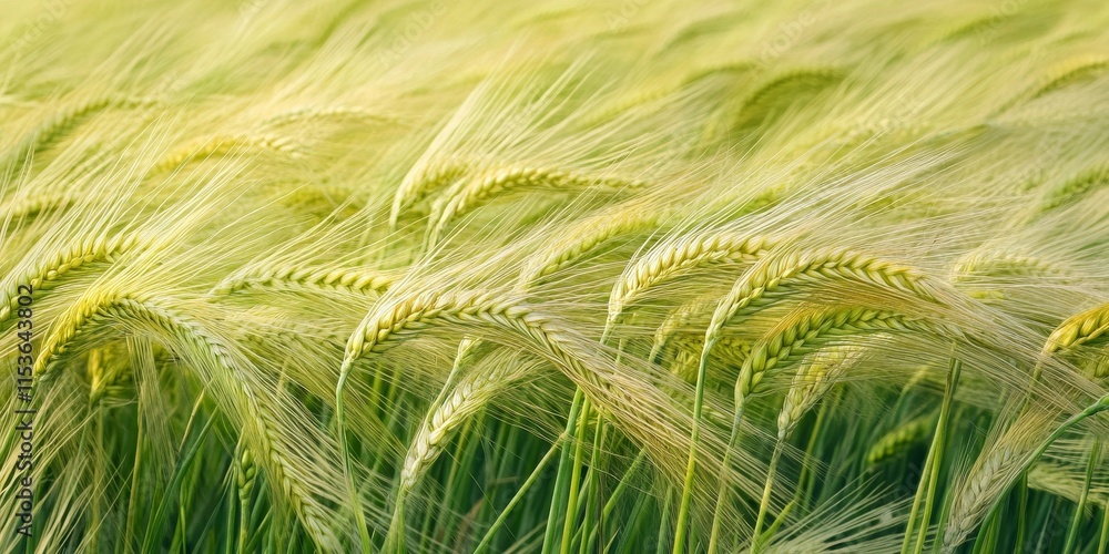 Vibrant field of barley grain in summer showcases close up views of barley ears, highlighting the beauty and intricacies of barley in its natural setting. Vibrant field of barley grain in summer showcases close up views of barley ears, highlighting the beauty and intricacies of barley in its natural setting.