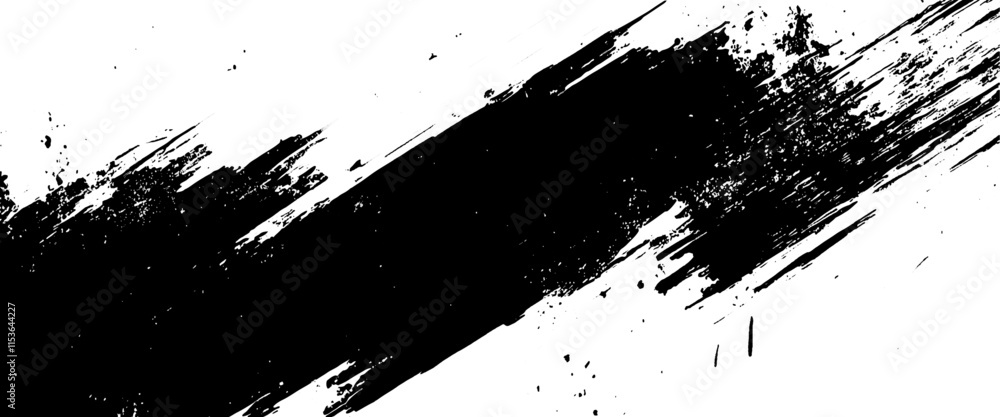 Vector grunge brush strokes texture rough black scratches for wallpaper, paint splatter template, dirt banner, watercolor design.