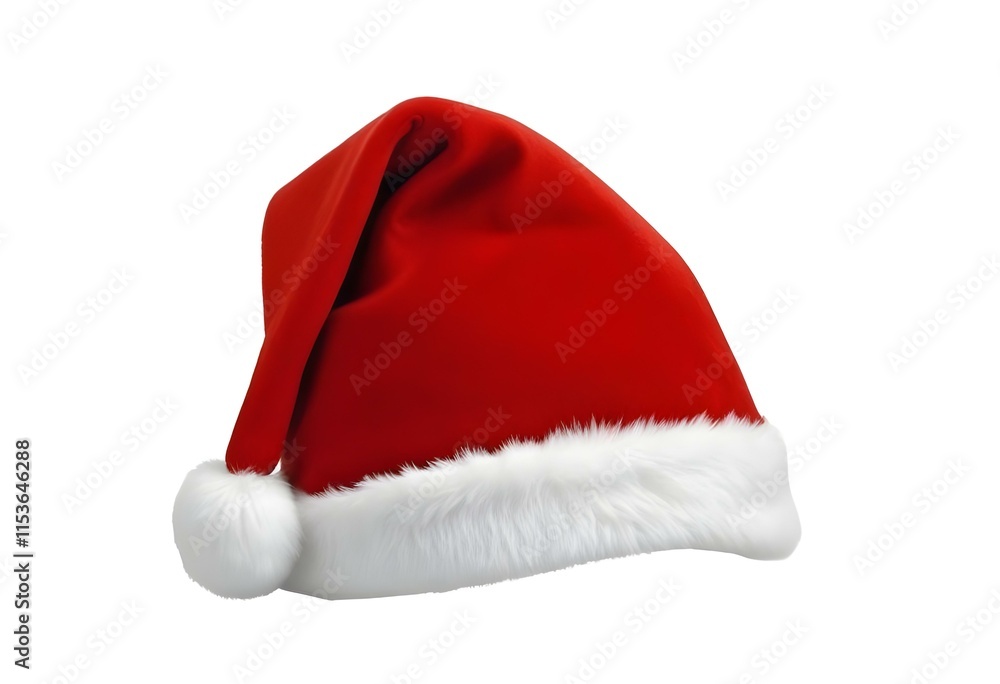 A red Santa Claus hat with a white fur trim A red Santa Claus hat with a white fur trim