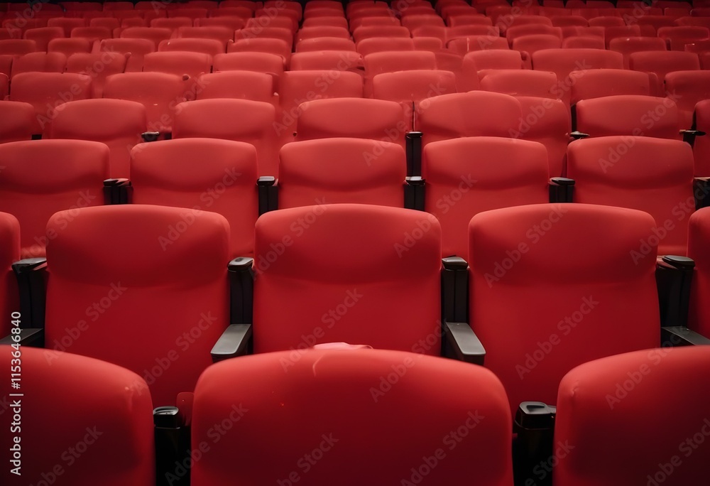 Rows of red theater seats in an empty auditorium Rows of red theater seats in an empty auditorium