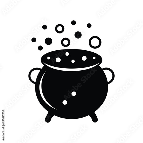 vector halloween cauldron with bubbles icon.eps