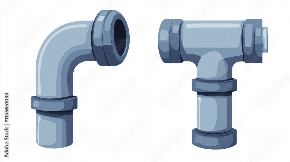 Professional Elbow Pipe Fitting Vector Isolated Icon for Plumbing Projects Professional Elbow Pipe Fitting Vector Isolated Icon for Plumbing Projects