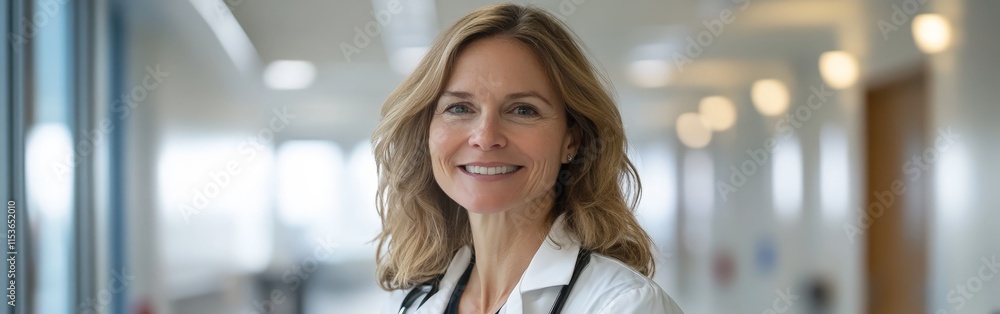 Smiling Female Doctor in Professional Hospital Setting Smiling Female Doctor in Professional Hospital Setting
