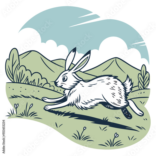 A vibrant vector artwork of a mini lop rabbit running fast, perfect for nature and animal-themed designs.