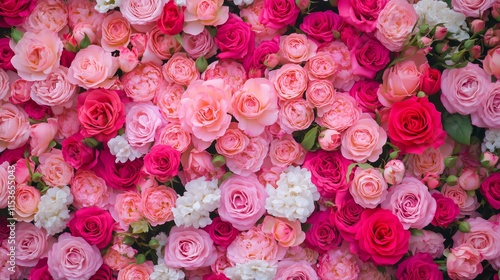 beautiful pink roses flower wall close up background for Valentines