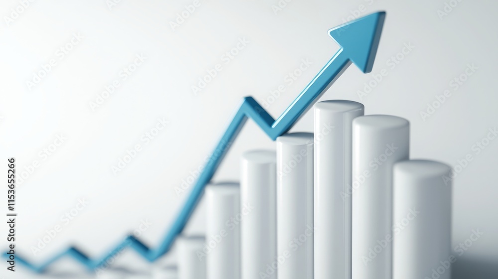 3d rendered illustration of a bar graph showing upward growth, perfect for business, finance, and success presentations 3d rendered illustration of a bar graph showing upward growth, perfect for business, finance, and success presentations