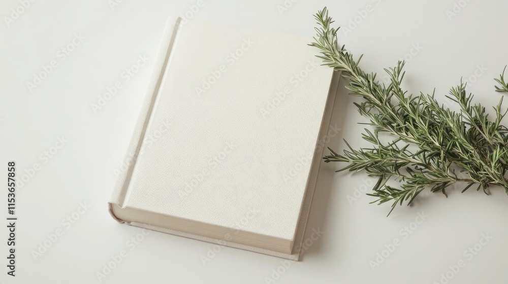 Mockup of a book with rosemary placed on a light background, ideal for a lifestyle theme. This book mockup offers ample copy space for creative cover design or magazine layouts. Mockup of a book with rosemary placed on a light background, ideal for a lifestyle theme. This book mockup offers ample copy space for creative cover design or magazine layouts.