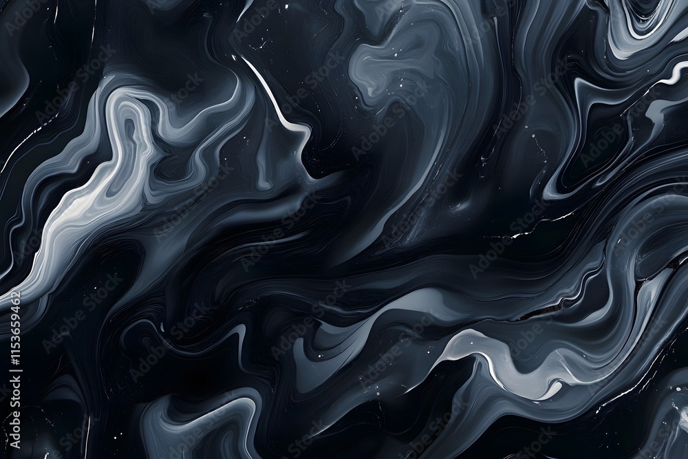 Abstract black and white fluid marble design Abstract black and white fluid marble design