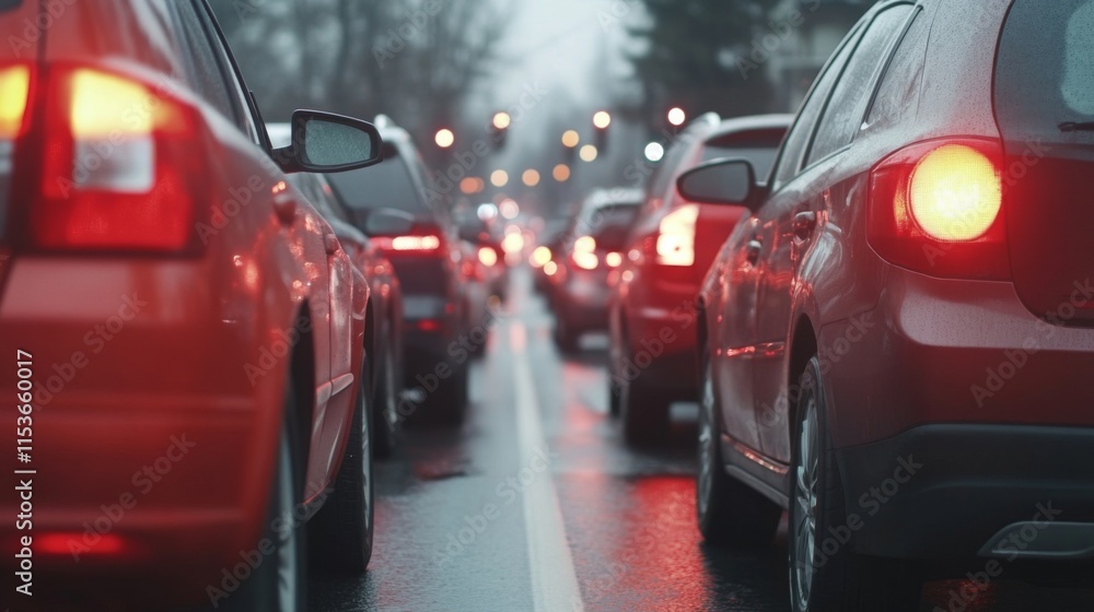 Traffic Jam Scene with Dramatic Lighting Effects Traffic Jam Scene with Dramatic Lighting Effects