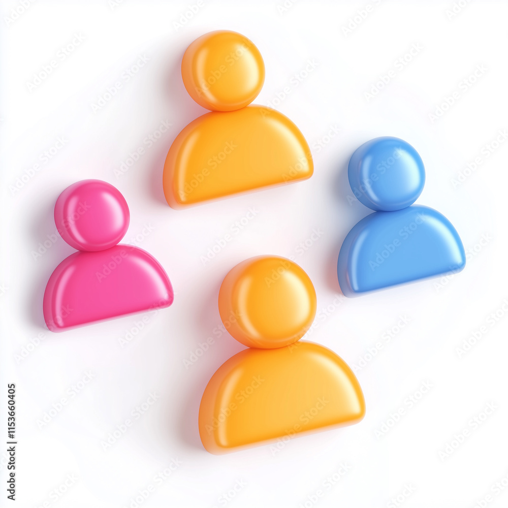 Colorful 3D People Icons. 3D icon on white background Colorful 3D People Icons. 3D icon on white background