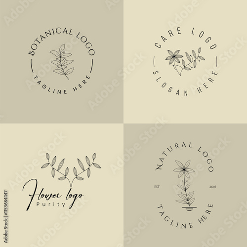 Botanical logo, Boho logo, Bohemian logo, Flower logo, Vintage logo, Fashion logo, Badge logo, Botanic logo, Botanical, minimal Botanical logo, Border logo, Floral, Branch,