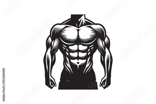 simple black an white a body builder man vector silhouette isolated on a white background
