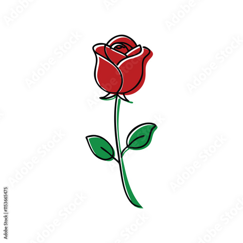 red rose vector isolated on white