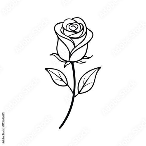 line art rose on a white background