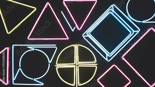 Abstract Geometric Shapes with Neon Glow
