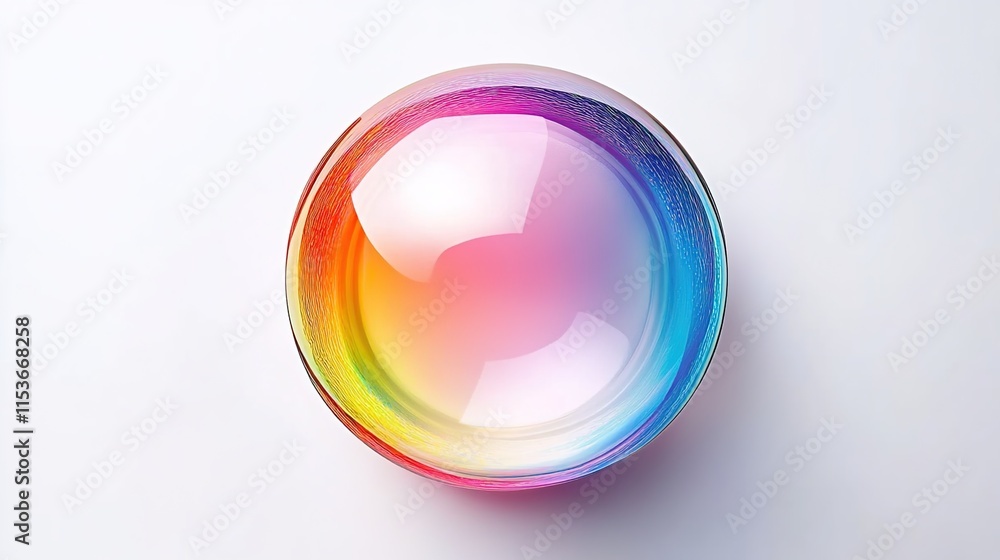 Fototapeta premium Colorful rainbow-colored plastic bubble lens, white background