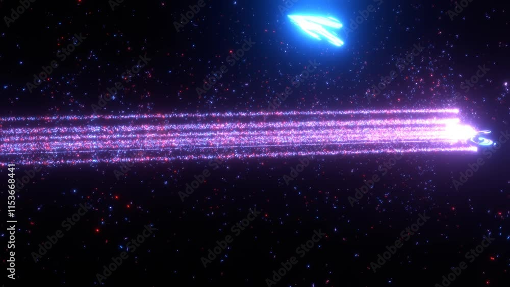 Hyper huge energy beam or laser gaming effect cinematic seamless looping animation in the space created by 3D rendered.