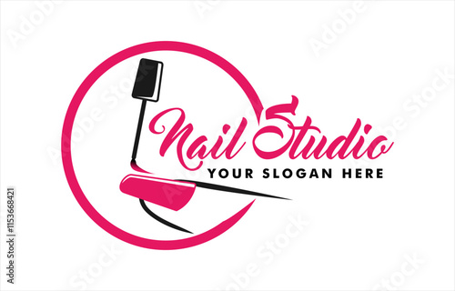 nail salon studio logo design vector illustration creative unique style premium logo