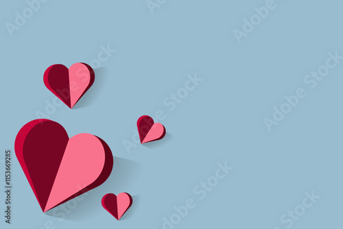 A flat-style heart graphic with contrasting shades of red and pink, creating a simple and modern aesthetic.