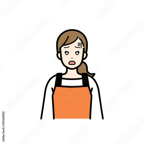 ショックを受けた主婦のイラスト。