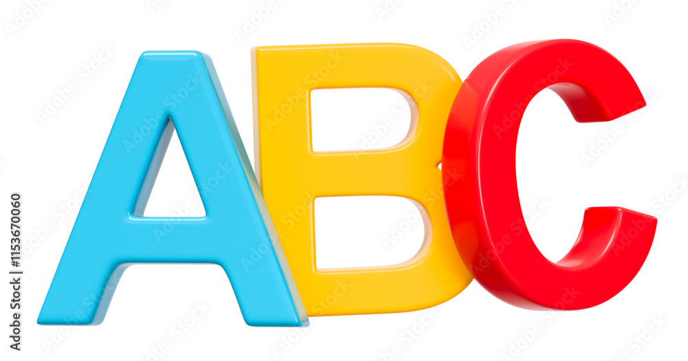 ABC 3D Text Shape Isolated on White Background ABC 3D Text Shape Isolated on White Background