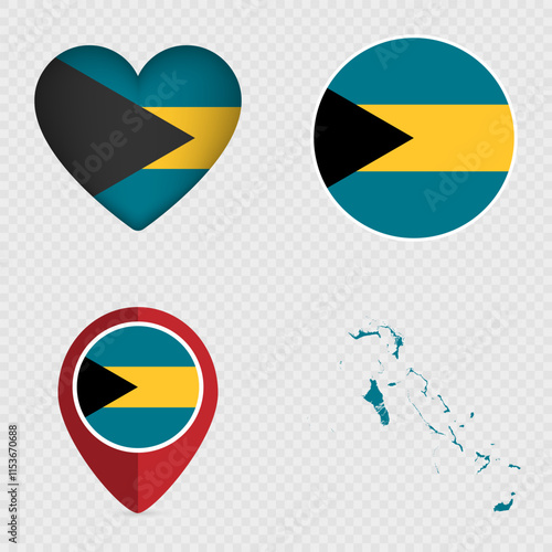 Free Download Bahamas Flag Icons Pack. Vector illustration. - GFXLoad