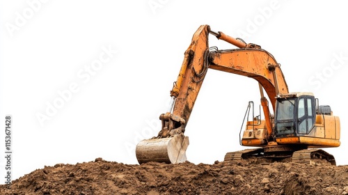 Excavator Working on Construction Site with Natural Lighting photo