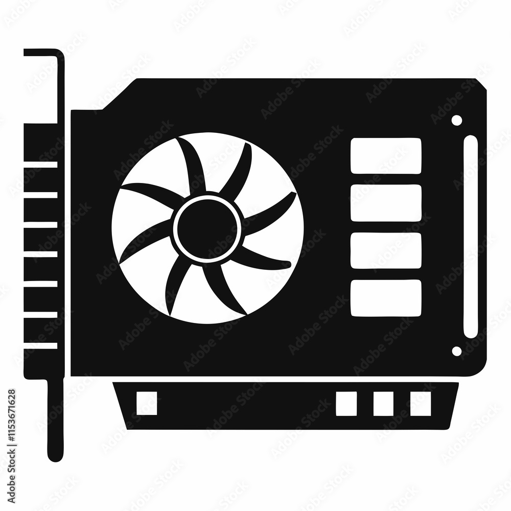 Graphics Card Black Silhouette Vector Art Graphics Card Black Silhouette Vector Art